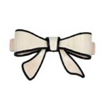 Tenderly Bow Barette Noir Beige 9.5cm Acetate