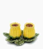 Ceramic salt and pepper sunflower with foil base