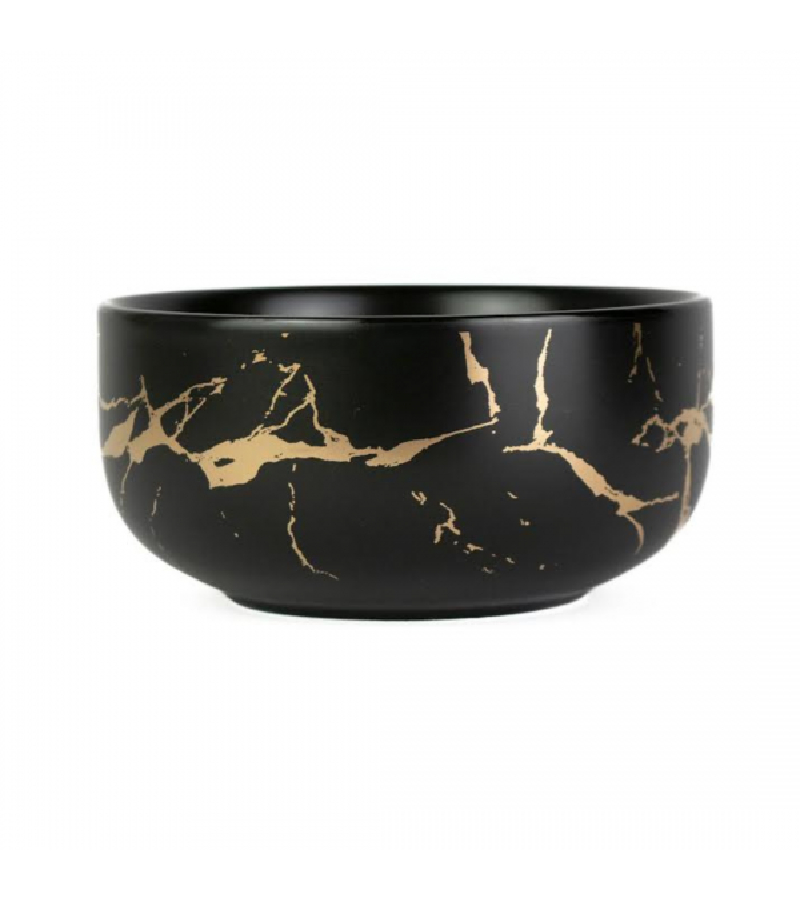 10001547 Matcha Ceramic Bowl Black & Gold | 12cm-320ml - Image 1