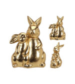 Ceramic Rabbit With Child Gold 1pc. (2 Designs)| 8.8x5.8x12cm