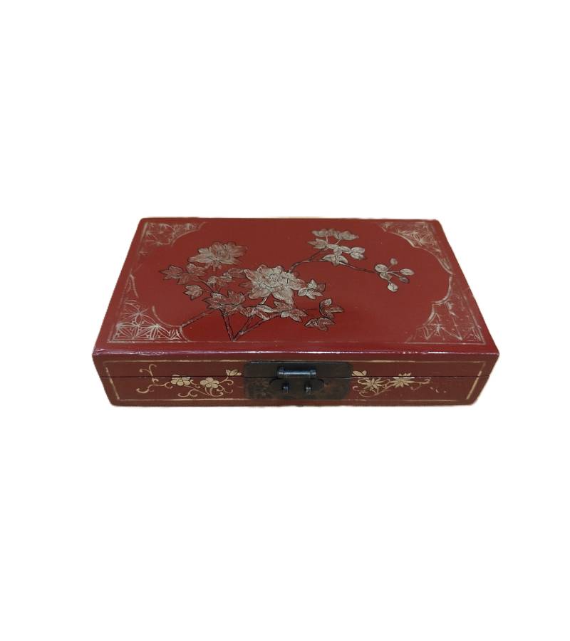 10003154 Vintage Red Laquered Jewellery Box - Image 1