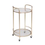 Trolley/Table Metal Gold/Glass Shelves 40x75.5cm